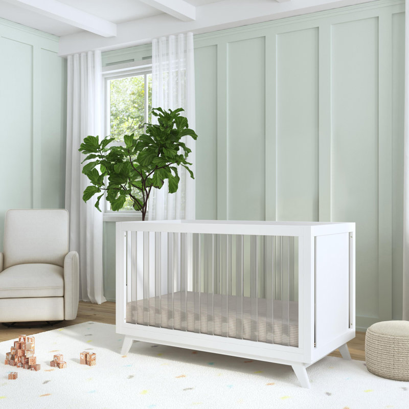 Otto 3-In-1 Convertible Crib, White/Acrylic