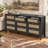 57.8" W 9-Drawer Dresser for Bedroom, Rattan Storage Dresser -Black-191488231-185826604