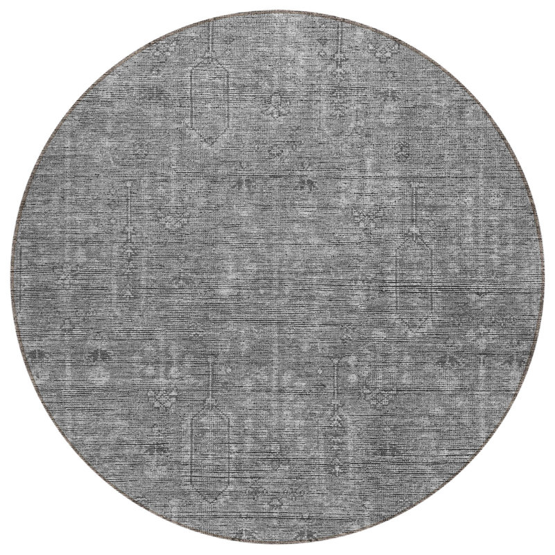 Tapis rond gris anthracite intérieur lavable 8 pi Southwestern