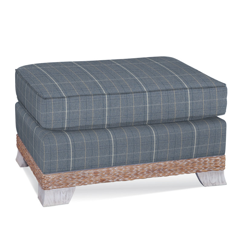 Fairwind Upholstered Ottoman, Lapis Plaid; 0126-63