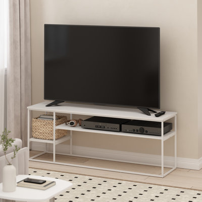 Rhyker Modern Lifestyle TV Stand, Solid White/White
