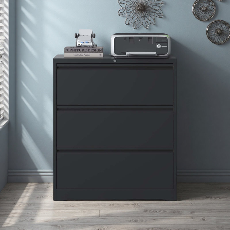 Drawer Lateral File Cabinet With Lock – Tall Heavy-Duty Metal Filing Cabinet For Home Office, Space-Saving Wide Storage For Letter/Legal/A4/F4, Quiet Full-Extension Slides