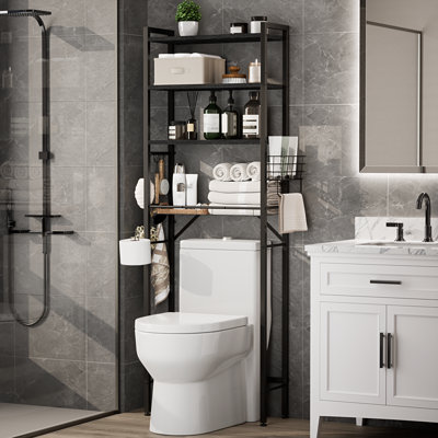 Over The Toilet Storage Freestanding Metal Wood with Shelf