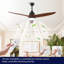 Ventilateur de plafond noir moderne 52 po avec lumières - 3 lumières DEL à intensité variable, 3 lumières à DEL à intensité variable, télécommande, moteur à courant continu réversible-1663955609-1663955608