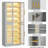 67" Tall Bookcase With Doors, LED And 8 Adjustable Shelves Storage Cabinet For Living Room-1232062656