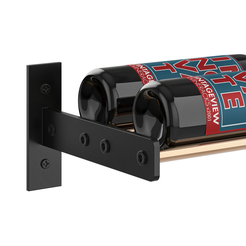 Support à vin industriel à 2 bouteilles Abbie-Marie - noir mat / bronze doré - H 5 po x l 27,75 po, Bronze doré