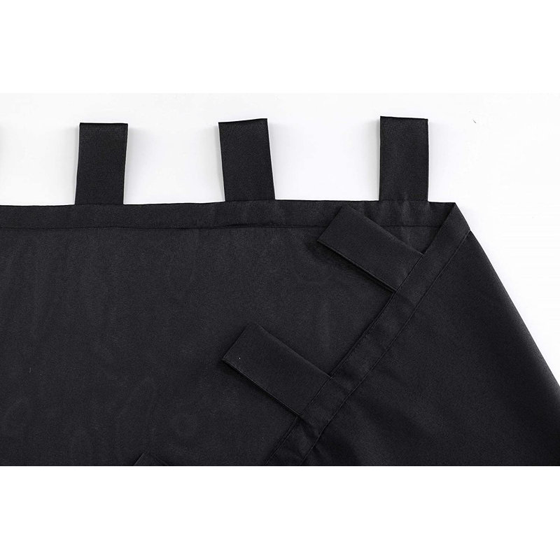 Polyester Semi Sheer Curtain Single Panel, Black, 40" W x 95" L