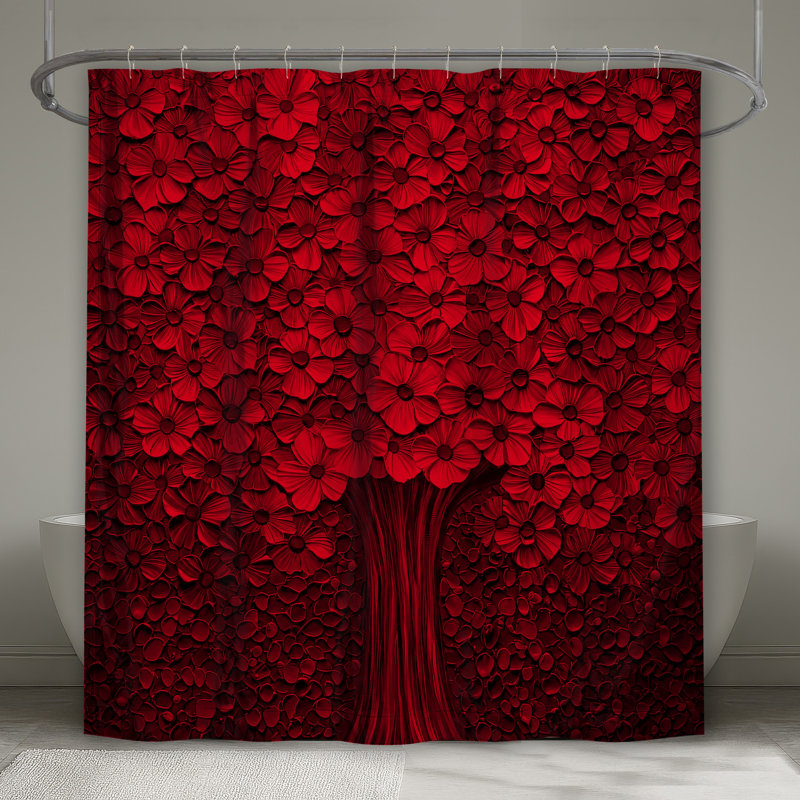 Rideaux de douche rouge très longs, L 70 po x H 72 po