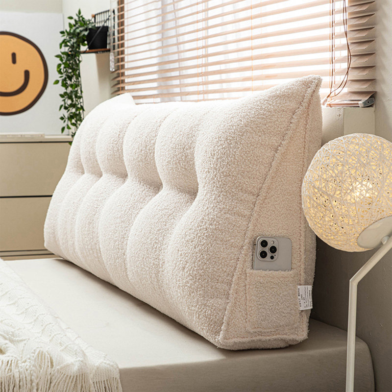 Coussin de tête de lit triangulaire, H 19,7 po x l 39 po, Blanc