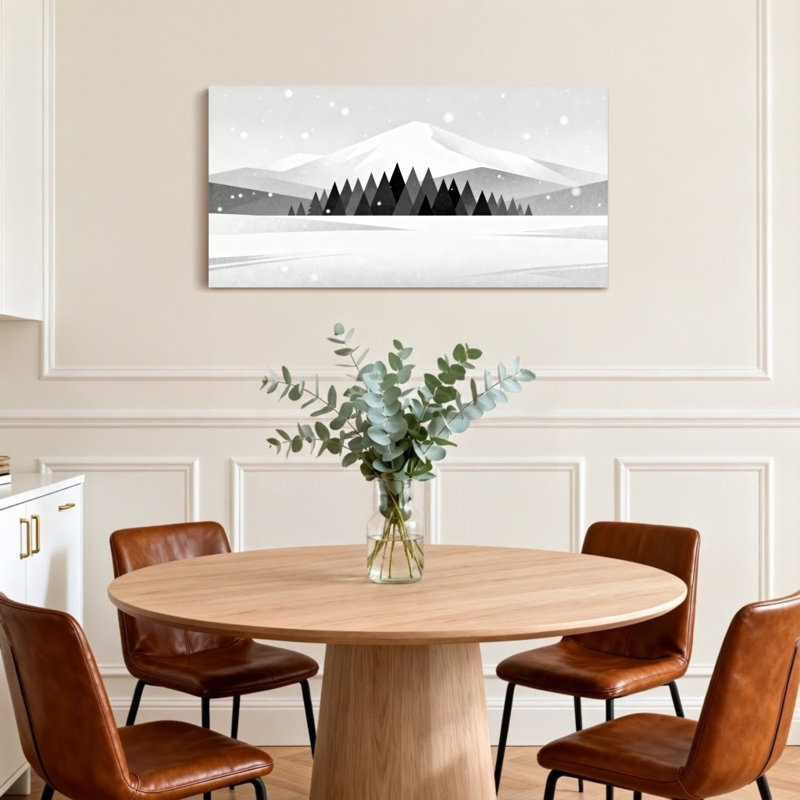 Paysage et nature, paysage de forêt enneigée, H 16 po x l 32 po