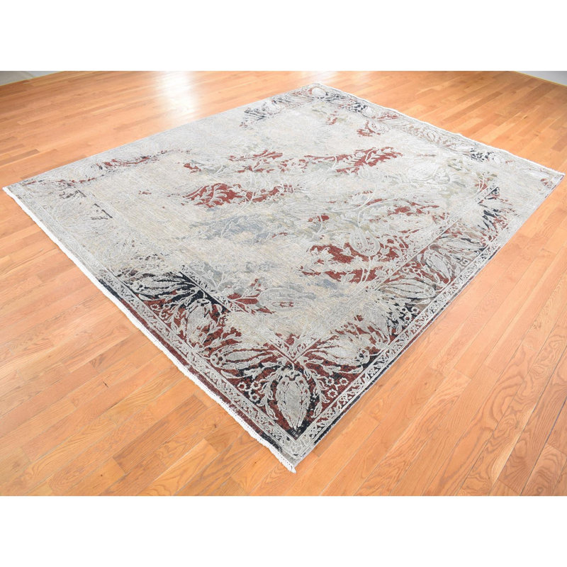 Tapis oriental noué à la main 8 po 2 po x 10 po 3 po tulipe cassé avec de la laine texturée 438631BDADFC4620BD31A0E8ED2619E2