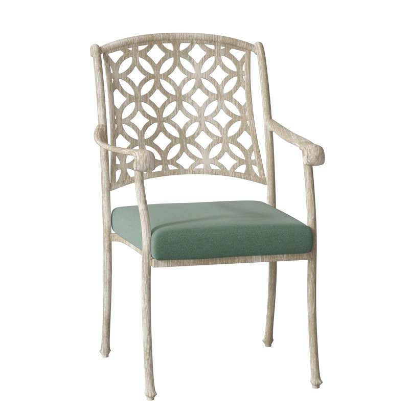 Casa Outdoor Dining Armchair, Weathered White, Pique Gravel Sunbrella®