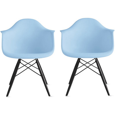 Hiebert Set Of 2 Plastic Seat Eiffel Black Wood Leg Dining Arm Chair by Corrigan Studio