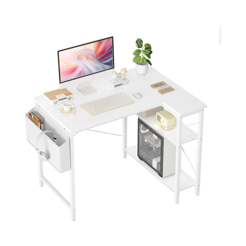 MDF Steel Computer Desk, White
