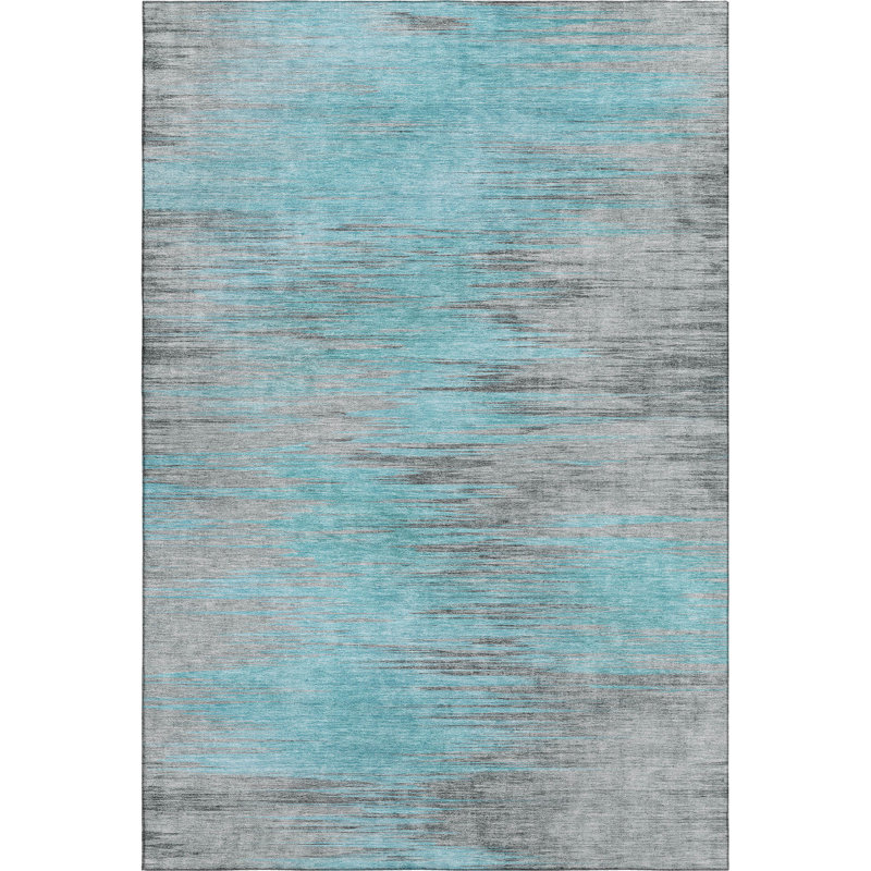 Premium Machine Washable Prisco Teal Rug, Rectangle 2'6" x 3'10"
