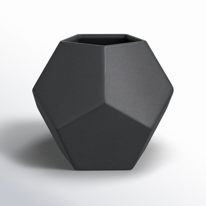 Barbla Faceted Vase, 6" H x 7" W x 7" D, Black
