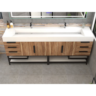 Jessica 84'' Single Bathroom Vanity with Stone Top