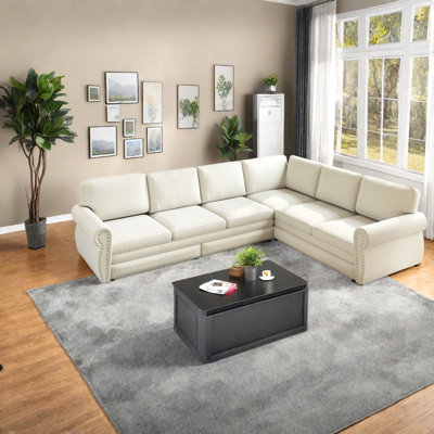 Canapés modulaires à compression, canapé convertible en chenille de 118 pouces, famille moderne