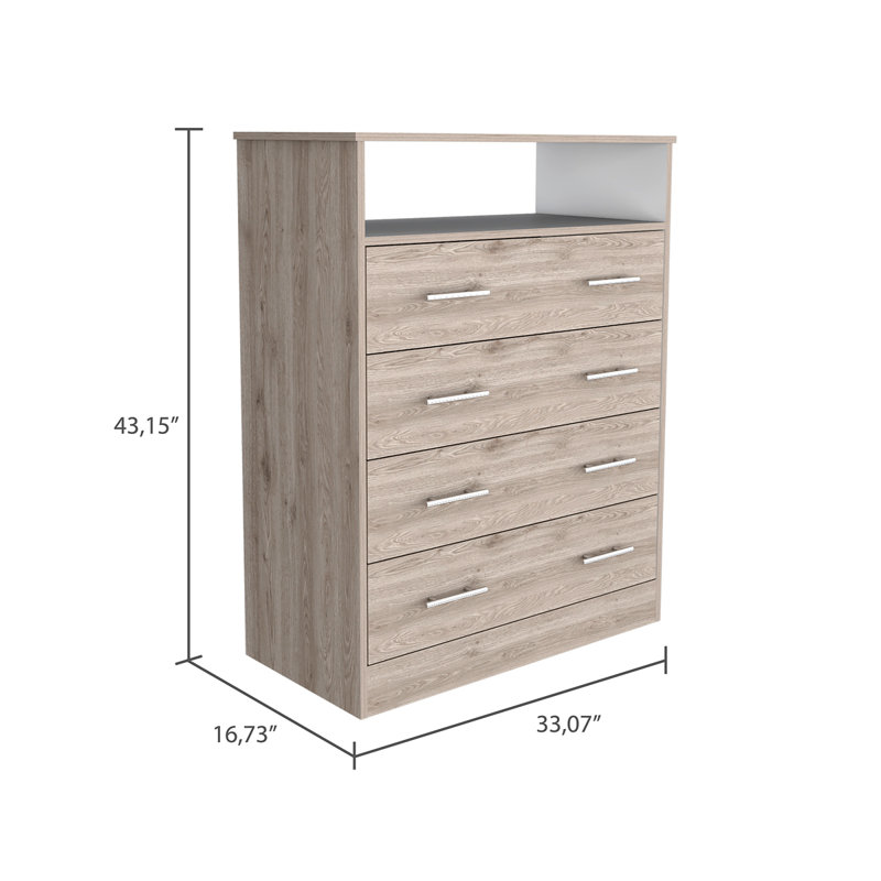 Commode rectangulaire à 4 tiroirs Dover, Light Grey
