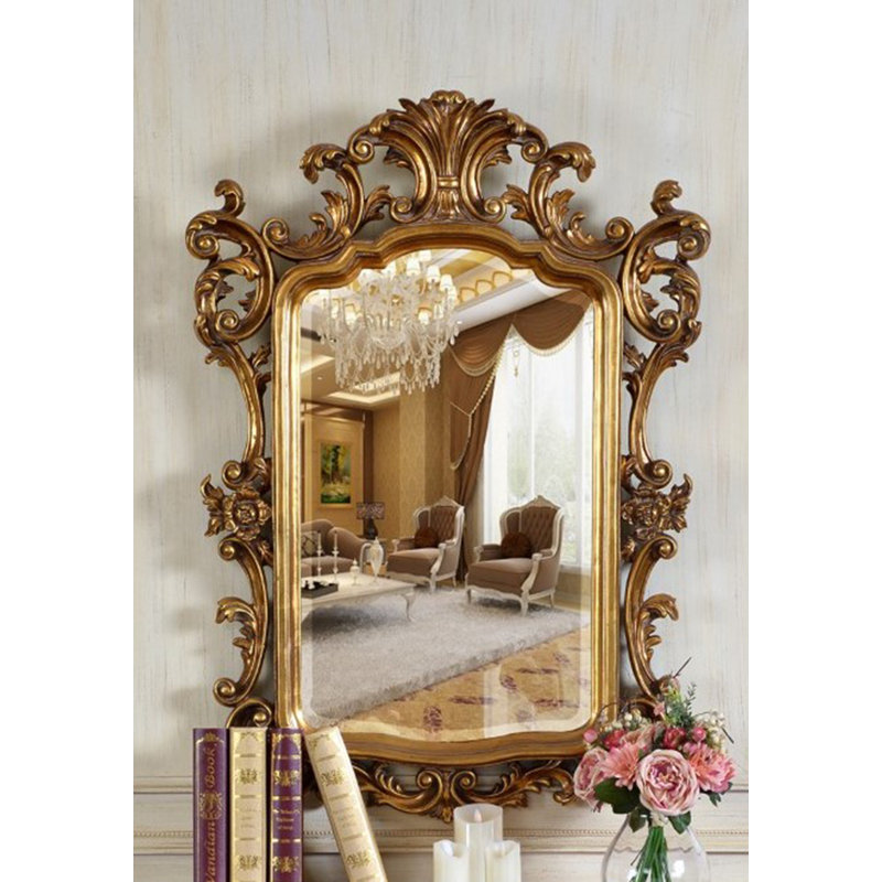 Aurora Flat Solid And Engineered Wood Mirror, Gold