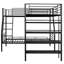 Lit superposé simple au-dessus d'un lit double en métal avec tablettes - facile à assembler, avec 4 tablettes en forme de L Loft, aspect noir