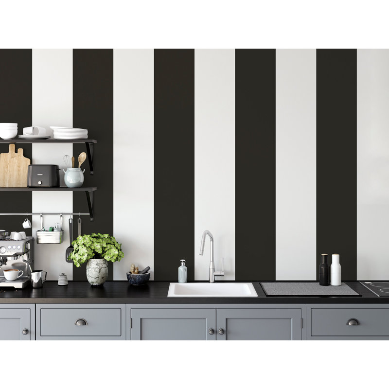 Smart 3 Stripes Widest Stripe Wallpaper Roll, Gray