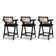 Coulten 25.5" Modern Webbing Back Bar Stool With Arms, Set Of 3, Ebony Black Boucle