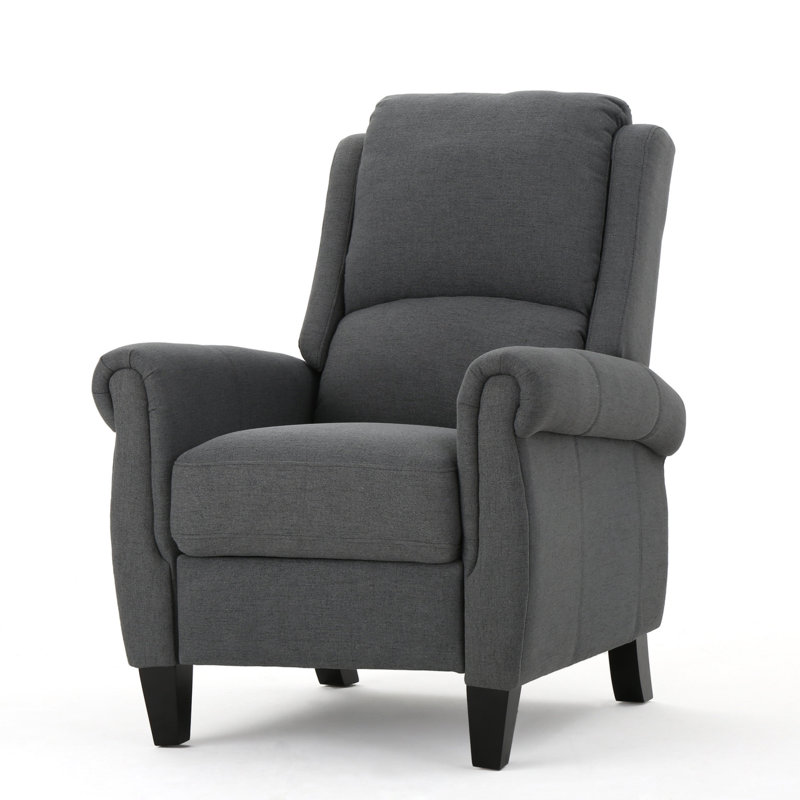 Durable Fabric Recliner, Charcoal Upholstery, Modern Style For Home Comfort