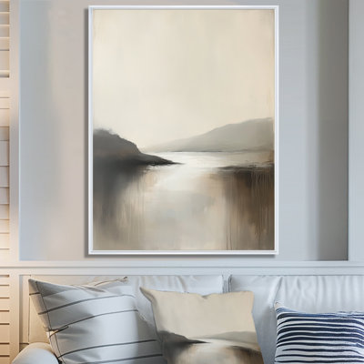 Silent Estuary Mist - Misty Landscape Framed Canvas Wall Art