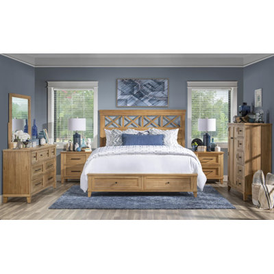 XXX's And OOO's King Amber X-Panel Storage Bed Hardwood Solids Mindi Veneers