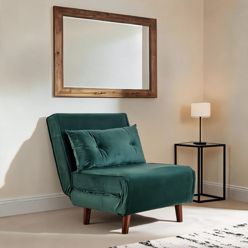 Lonara One Seater Upholstered Single Convertible Chair, Green