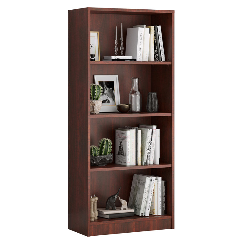 Multifunctional Wood Bookcases, Adjustable Cherry Finish For Home Office