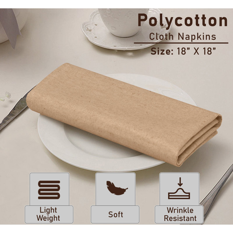 Teal Chambray Poly Cotton Square Cloth Napkins, Set of 12
