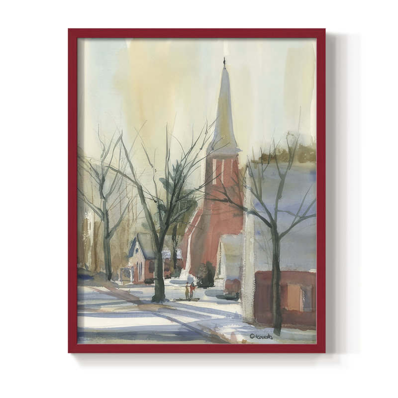 New England Main Street, reproduction encadrée - bois massif, H 30 po x l 24 po, Rouge
