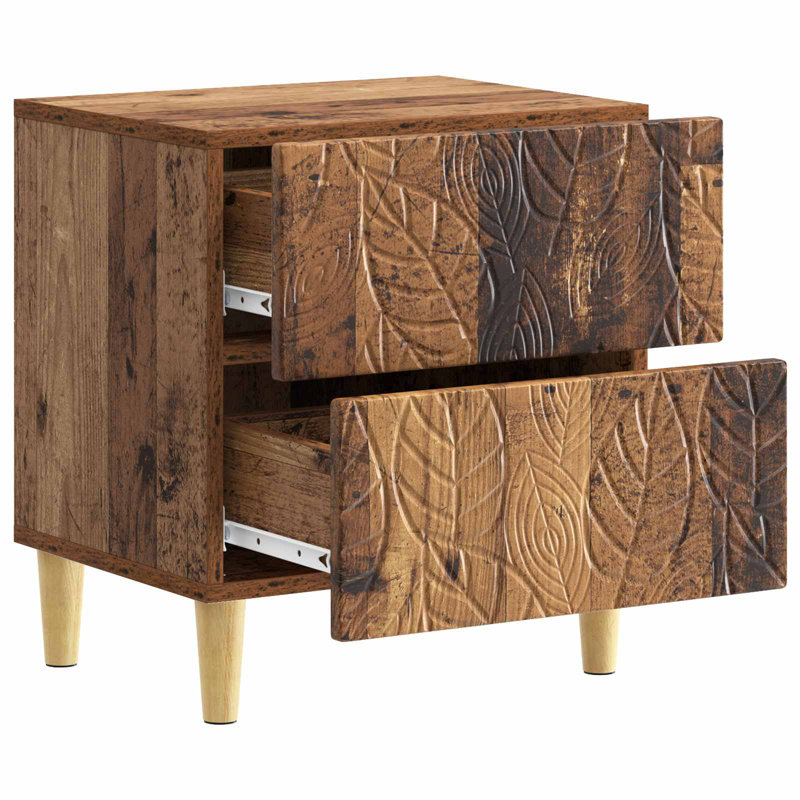 43 cm W Bedside Table, Old Wood