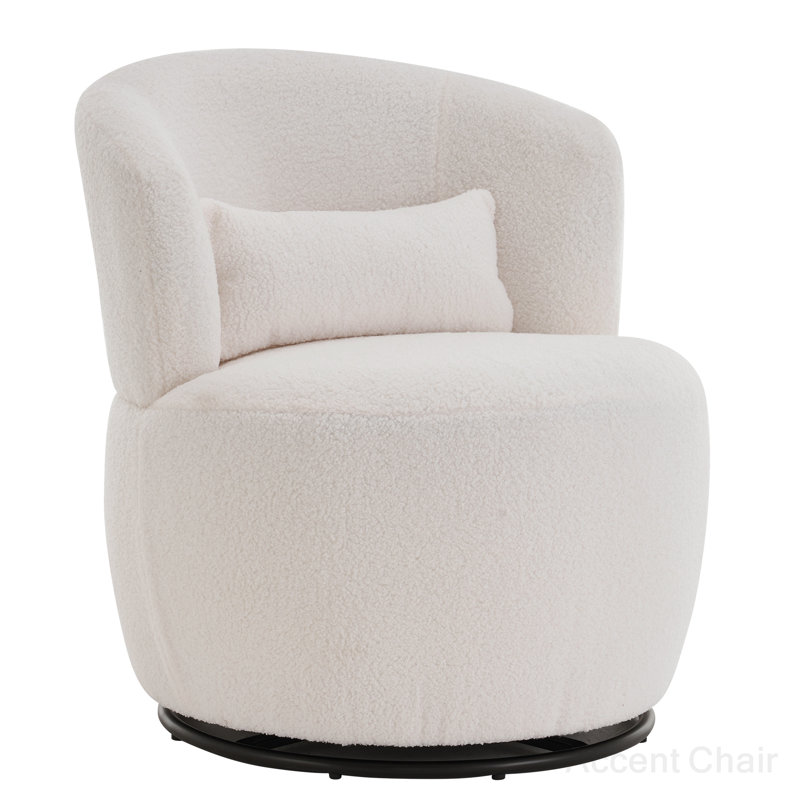 Upholstered Swivel Side Chair, White Teddy