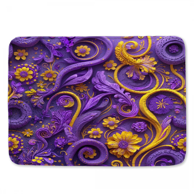Tapis de bain mauve à tourbillons, L 34 po x L 21 po