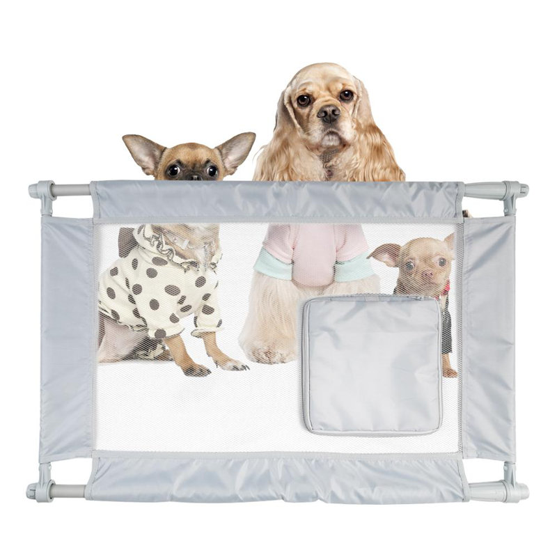 Barrière pour chien pliable et réglable, Gris