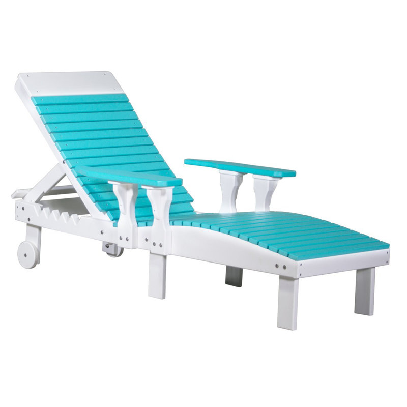 Chaise de patio inclinable Dicie, Bleu Aruba / blanc