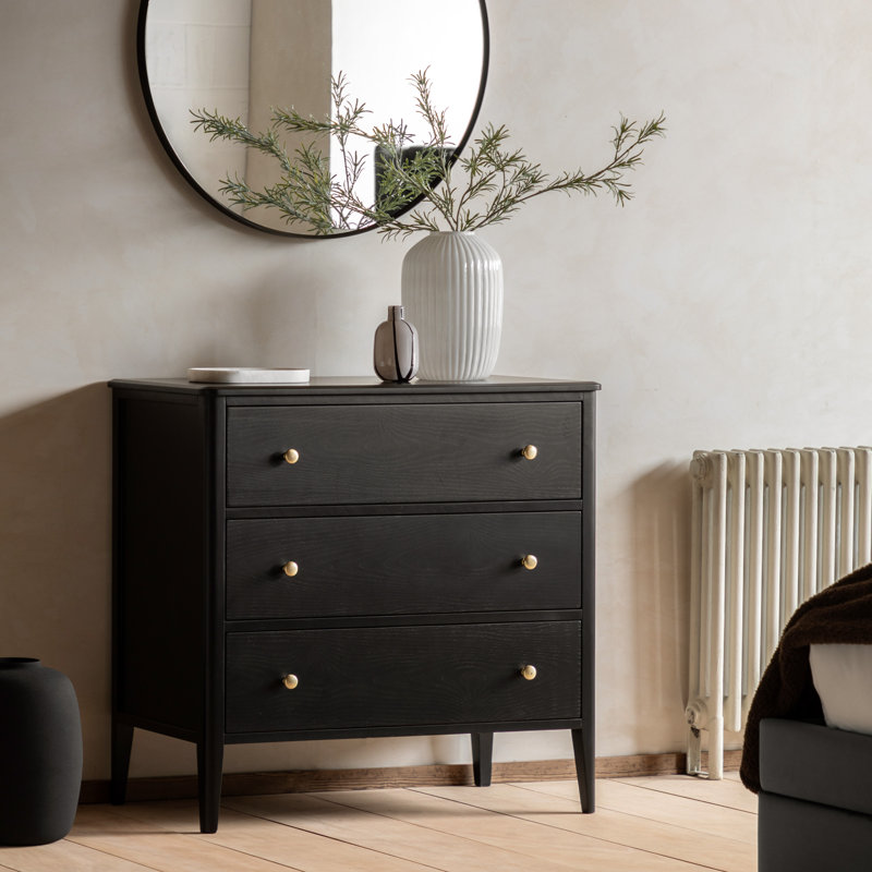 3 - Drawer Rectangle Accent Chest, Black