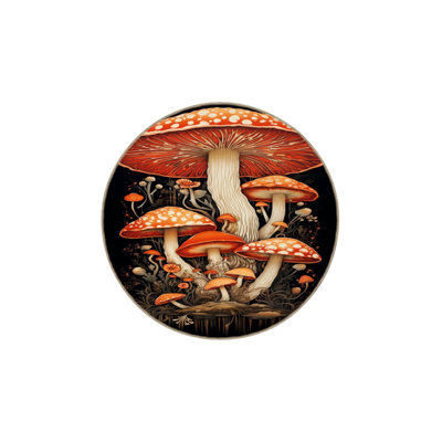 Mushroom Pattern Modern Decorative Machine Washable Rug