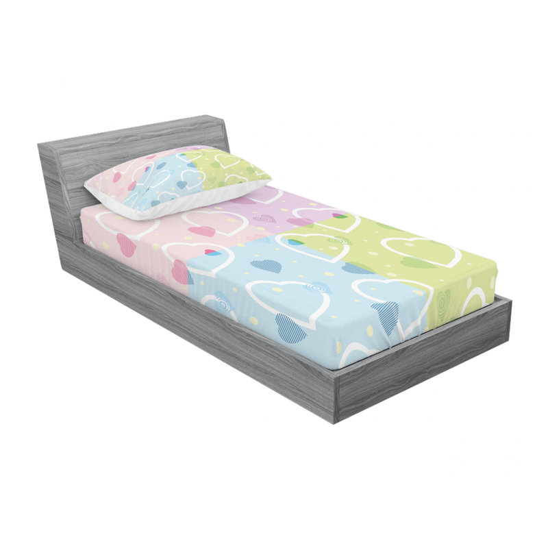 Ensemble de draps Big Little Heart, Ensemble de draps pour lit simple TG avec drap-hou