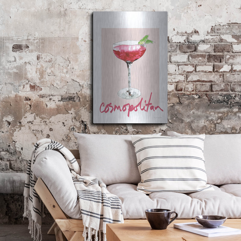 «Red Cheers 2 On White V2» par Mercedes Lopez, art mural rouge en métal Red Barrel Studio®, H 36 po x l 24 po