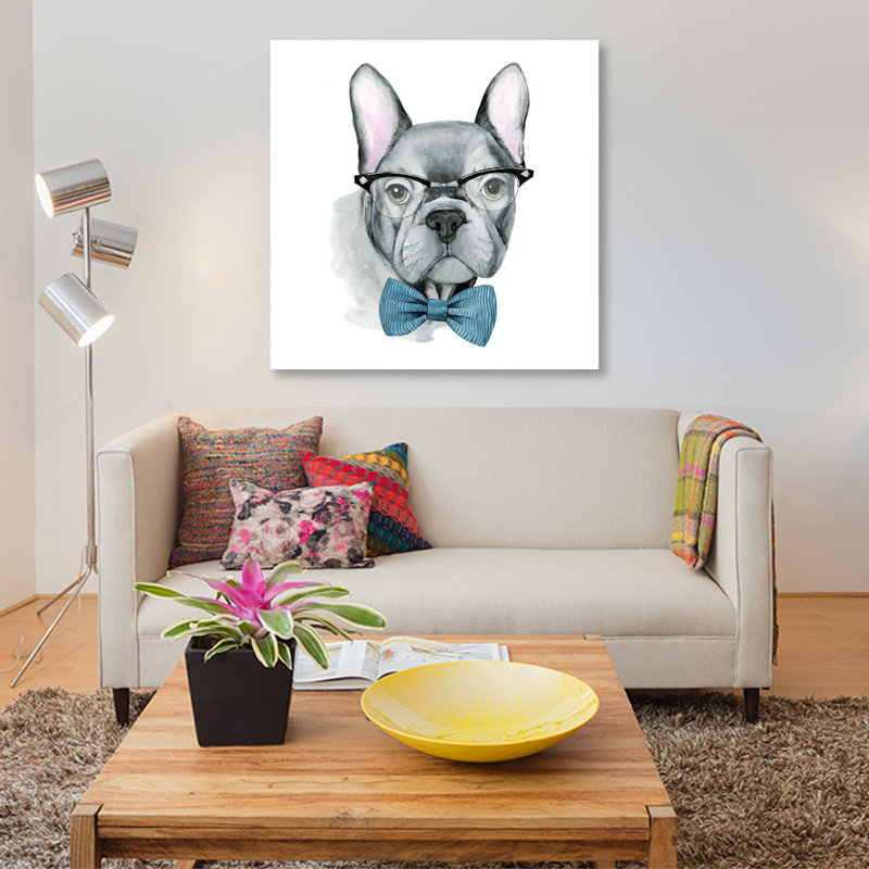 « rétro pup iv », reproduction d’impression sur toile, H 26 po x l 26 po x P 1,5 po, Pas de tapis, Toile tendue