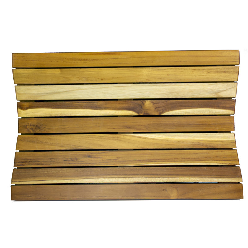 Earthy Teak 23" Non-Slip Wooden Bath Mat