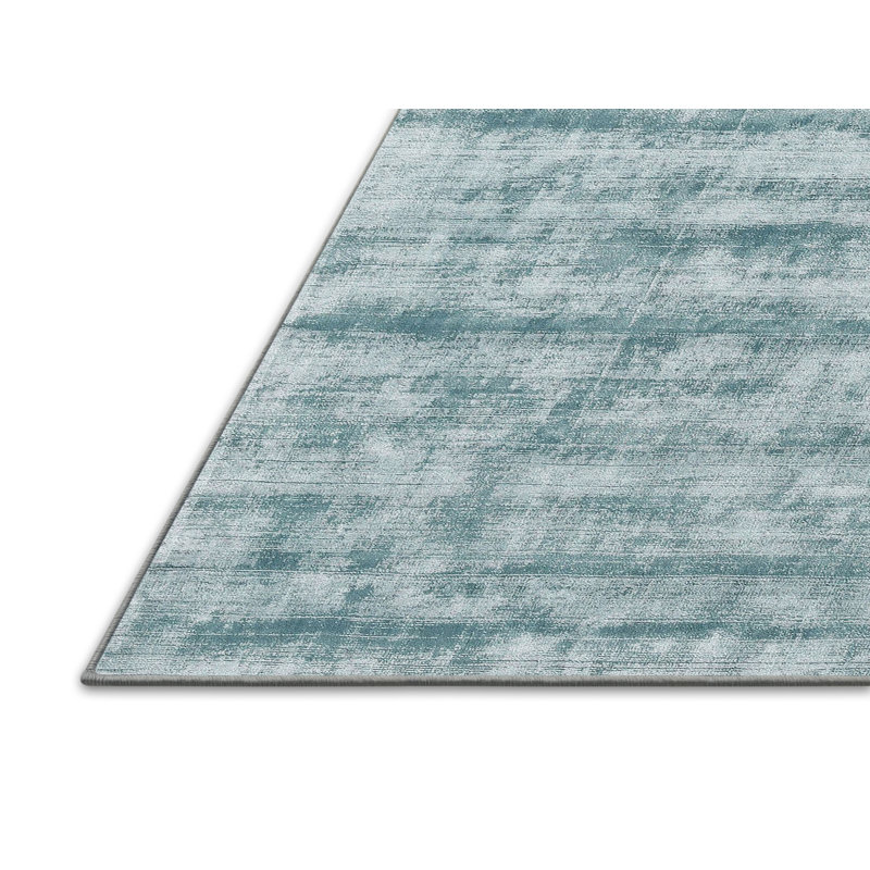 Tapis contemporain bleu ciel, Rectangle 5 pi x 7 pi