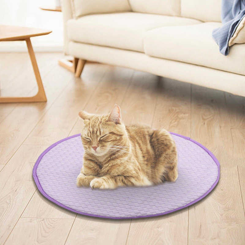 Tapis froid respirant Pet Pet Pad 15,7 po de diamètre pour chien, printemps et été, Mauve