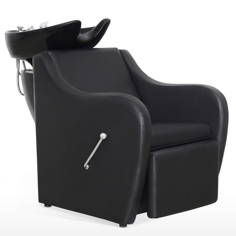 Fauteuil de lavabo en céramique, Similicuir noir