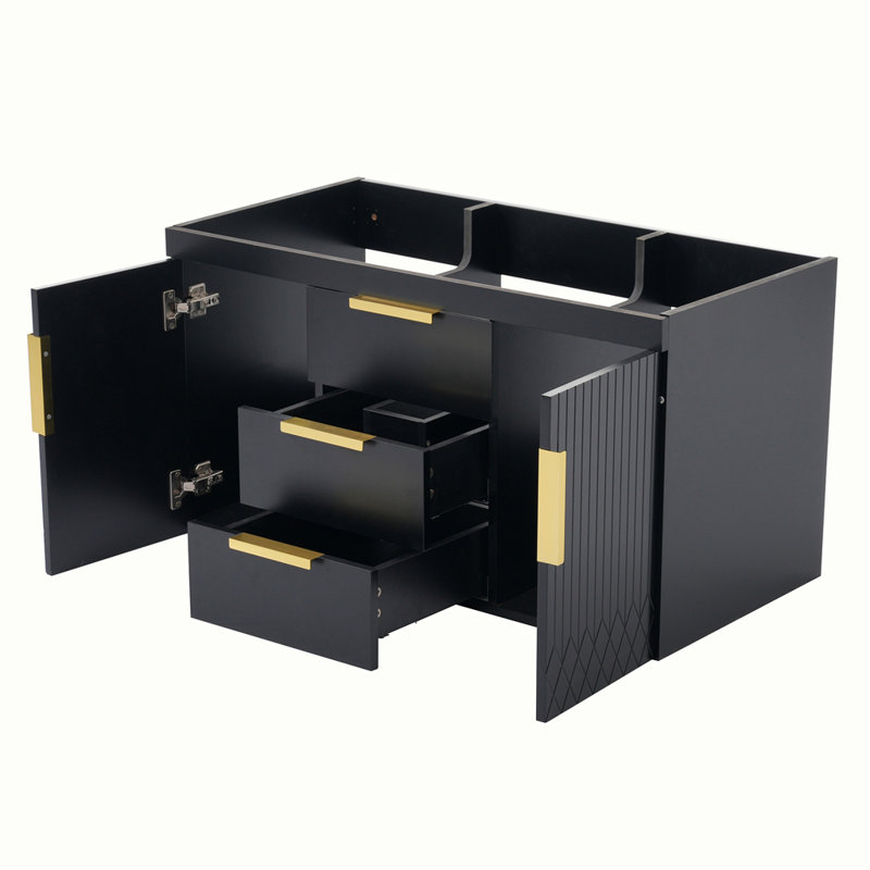 Wall Mounted Bathroom Vanity without Sink, Black