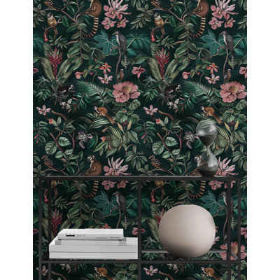 Dark Botanical Jungle Wallpaper Bryelle Peel & Stick Floral Roll